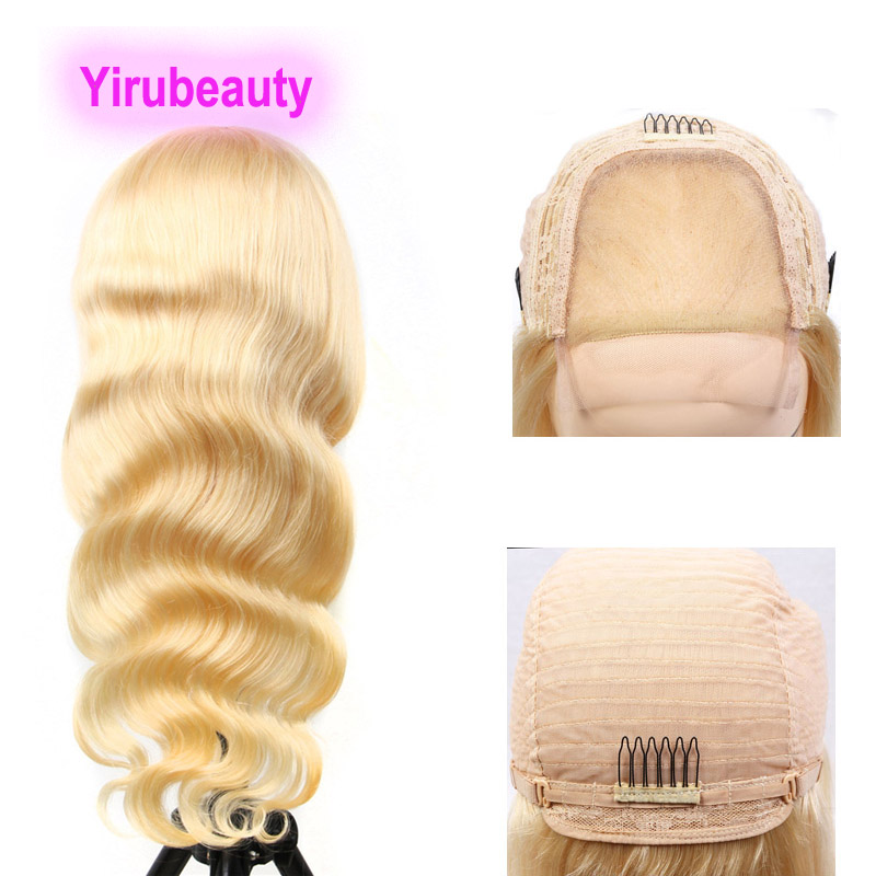 

Malaysian Human Hair Blonde Color 12-32inch 613# Body Wave Straight 100% Human Hair 4X4 Lace Front Wig Pre Plucked Four By Four Wig 613#