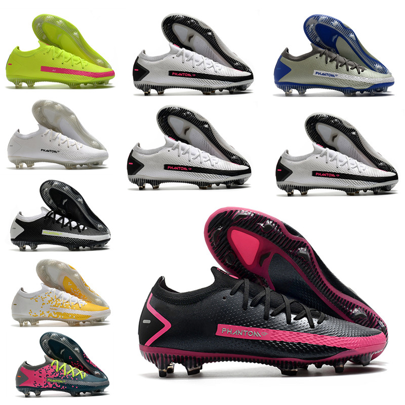 

Phantom GT Mens Youth Junior soccer cleats FG Shoes White Pink Blast Multicolored outdoor football boots Spike BLACK SILVER PINK, Color 4