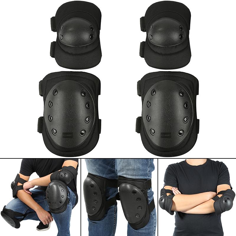 

4pcs/set Knee Elbow Pad Sports Tactical Protector Gear Skate Knee Pads Adjustable Elbow Pad for Adult, 1 set