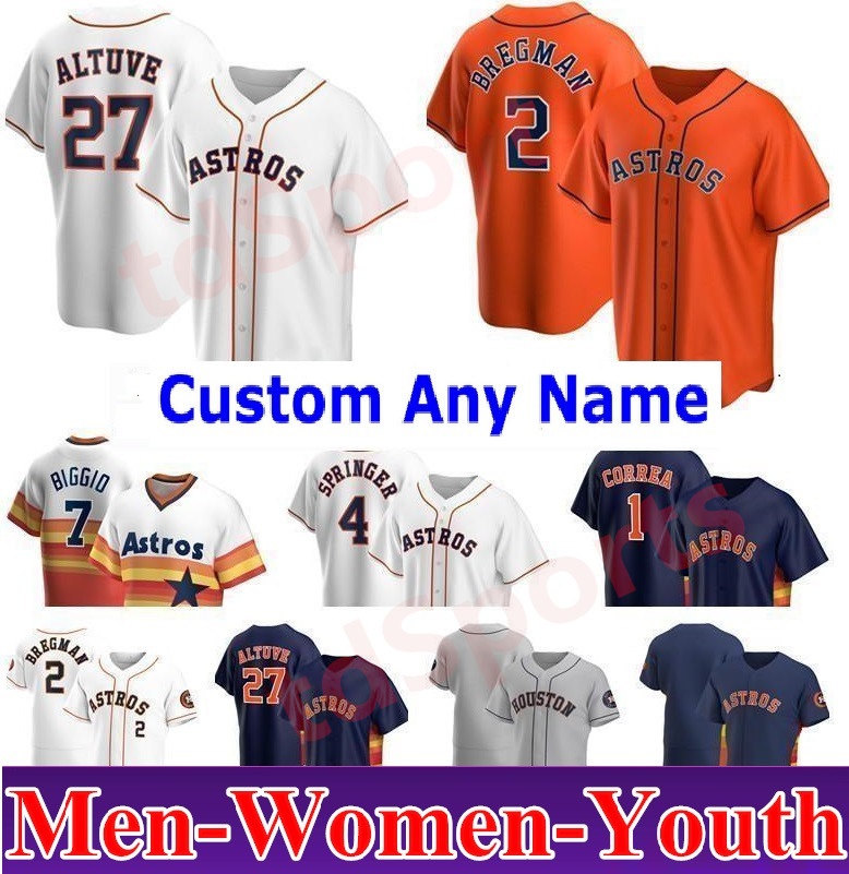

2021 Houston Men Women kids youth Astros 27 Jose Altuve Jerseys George Springer Michael Brantley Yuli Gurriel Alex Bregman Baseball jersey, As shown in illustration