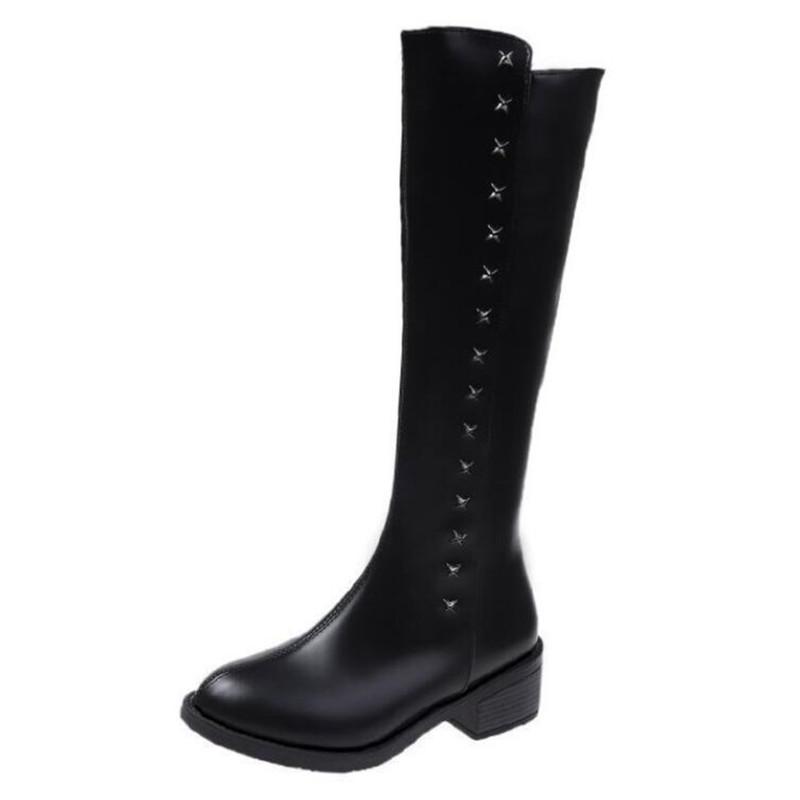 

Women's boots 2020 new autumn and winter low heel high top horse women's boots but knee small shoes, 2081-01