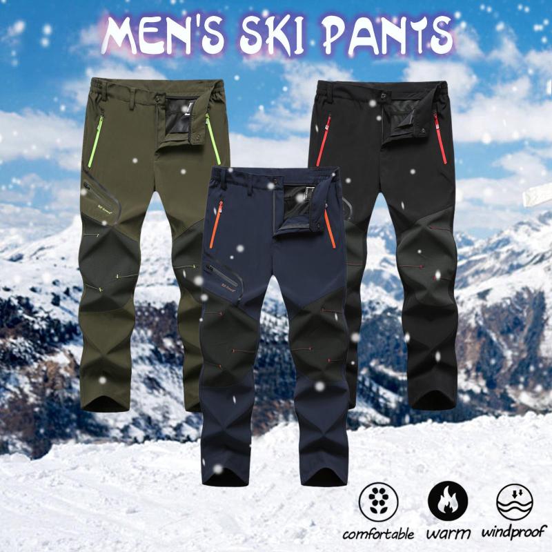 

Men's Pants JAYCOSIN Men Waterproof Windproof Outdoor Sports Trousers Camping Hiking Warm Winter Soft Shell Long, Black