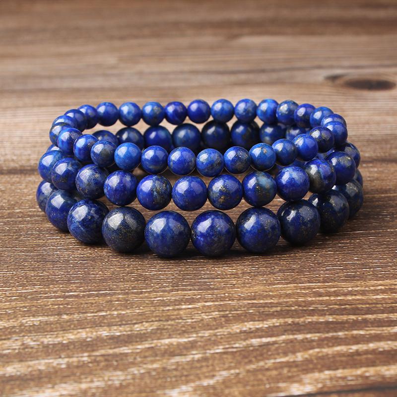 

Lingxiang 4/6/8/10/12mm Popular lapis lazuli blue beads yoga bracelet elastic band bracelet for men and women jewelry