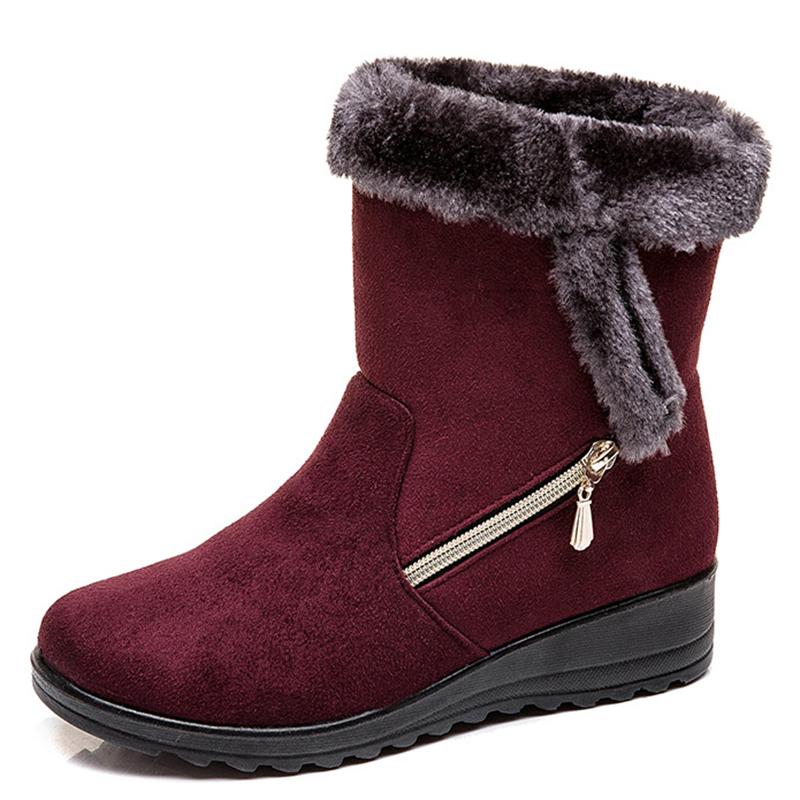 

Women Boots Suede Leather Women Snow Boots Female Thick Fur Winter Shoes Platform Fashion Zip Round Toe Ladies Shoes Woman, Black