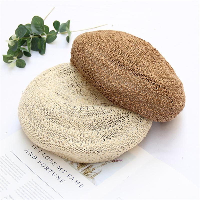 

Fashion Elegant Lady Women Beret Beanie Classic Style Hollow Design Beret Hat British Style Winter Soft Solid Color Hats, Dark gray