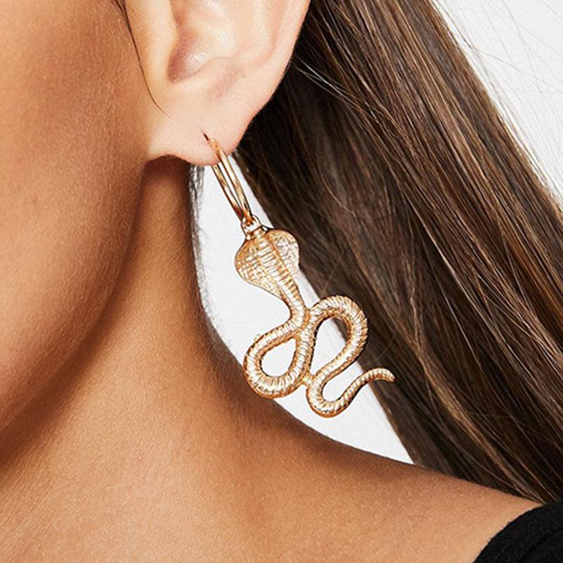 

EN Fashion New Stylish Earrings For Women Exaggerated Gold Color Pearl Alloy Snake Earrings Outlets Jewelry Animal