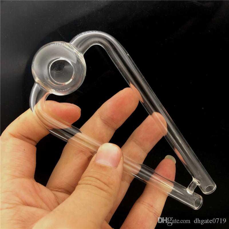 

Newest double tube glass oil burner 14cm big clear glass oil tube smoking hand pipe free shipping
