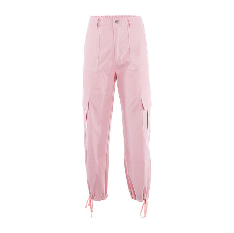 

2021 New Moda Feminina Outono e Inverno Bf Estilo Cintura Alta Retas Macaco Legal Rua Trendsetters Calas Casuais Q4SW, Pink