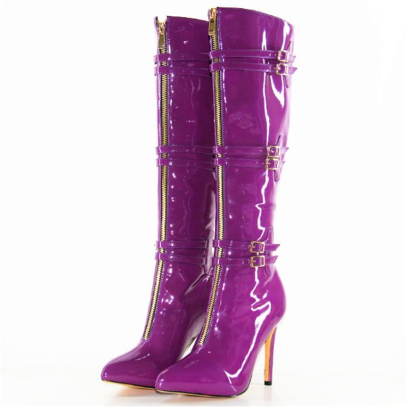 

NEW ,Shoes, women's boots, women's purple calf boots, 11cm high purple sexy
