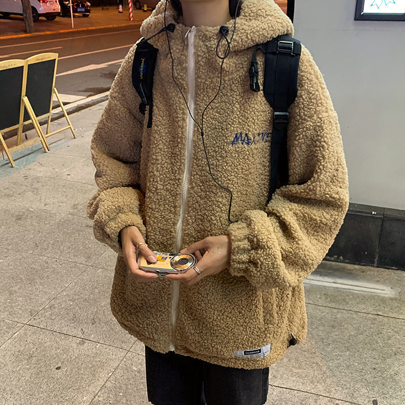 

2021 New Privathinker Men's Casual Oversize Autumn Winter Korean Streetwear Jackets Male Fashion Hooded Thicken Warm Coat OWDN, Black