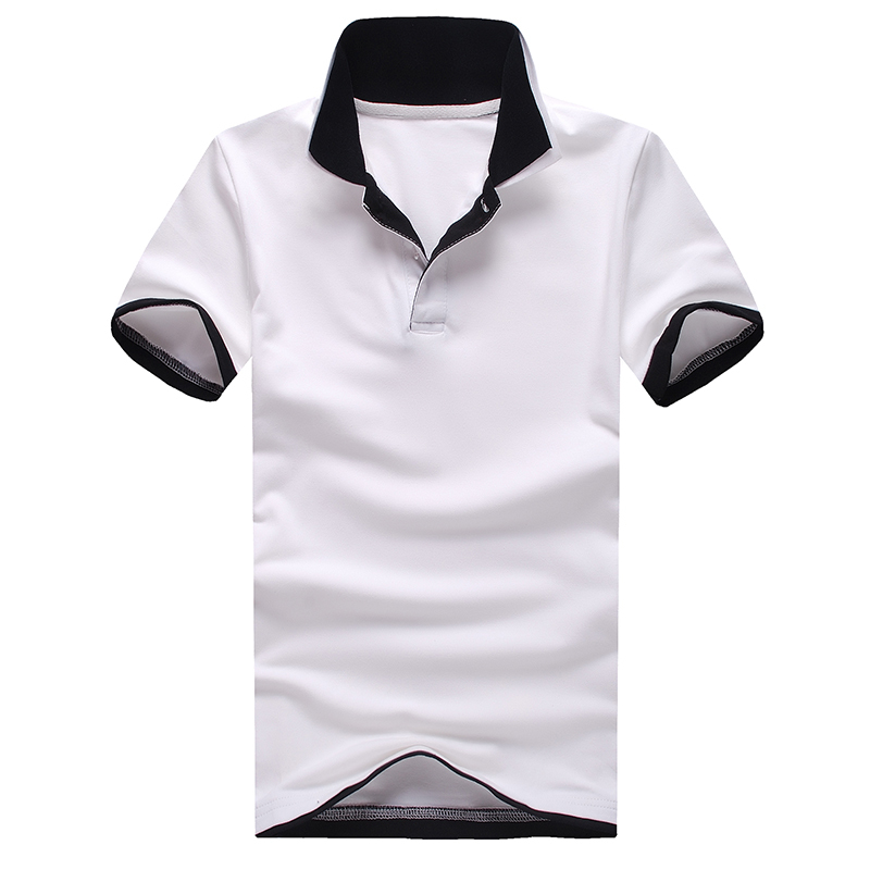

2021 Polo Shirts of Short Men Arriving New Mens Poloshirt Tag Male Cotton Simple Style Clothes Solid Summer K48 F6S5, Black(white collar)