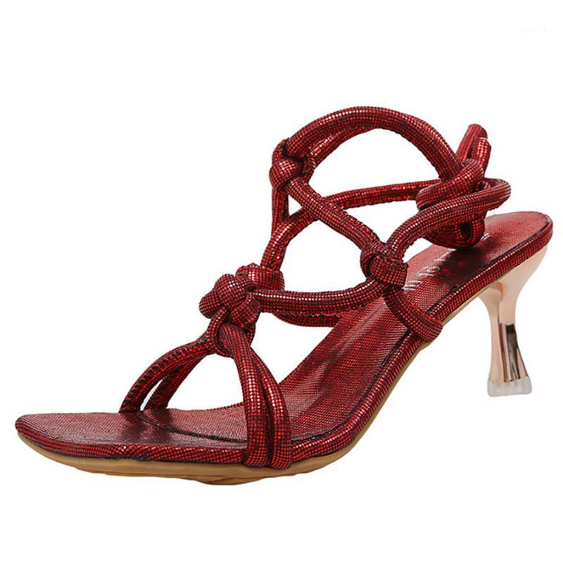 

Sandals Sexy Cross Woven High Heel Shoes Women Wine Red Braided Open Toe Slides Slip On Ladies Summer Sandals1, Beige