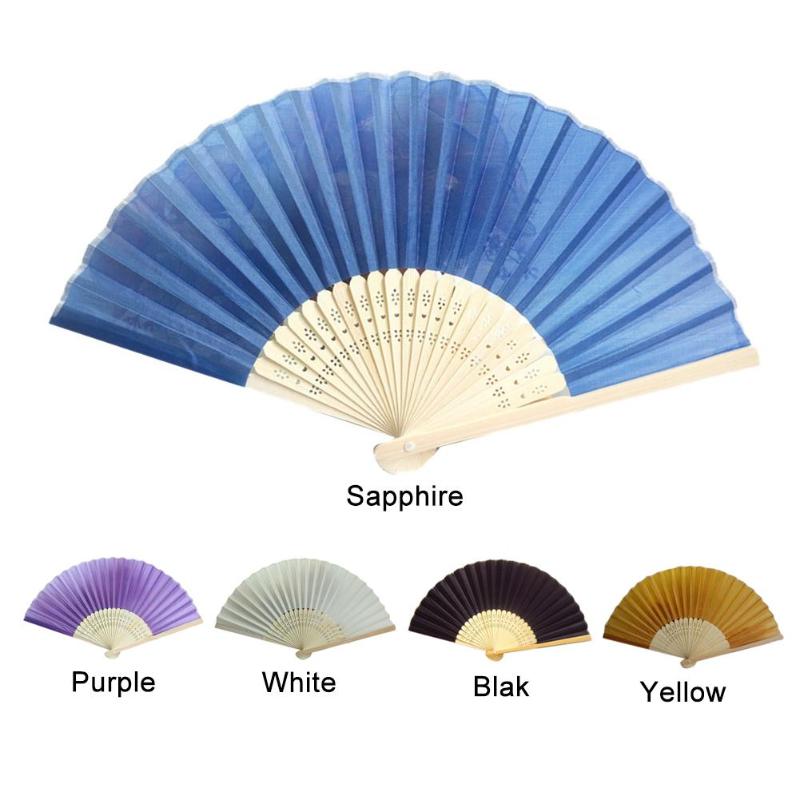 

2 Pcs Wedding Silk Fan Chinese Style Hand Held Fan Silk Folding Lady Dancing