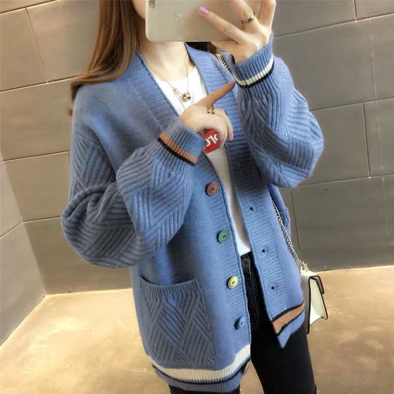 

2021 New Autumn Winter Clothes Cashmere Women Jacket Tops Female Pull Femme Hiver Streetwear Knitted Cardigan Ievn, Red