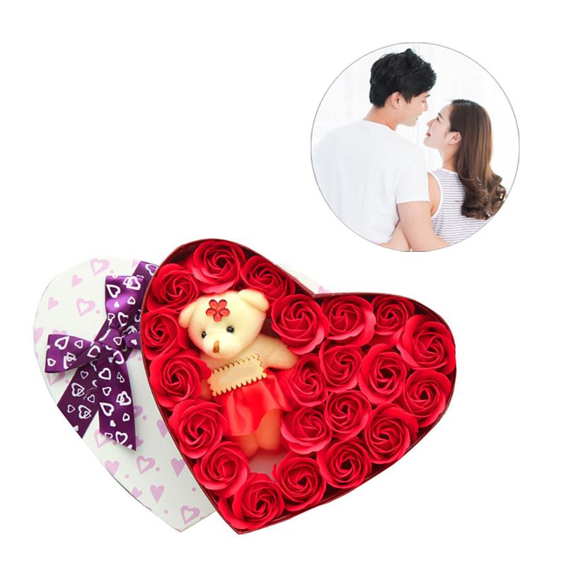 

Soap Flower Rose Gift Box Valentine'S Day 10/20 Flowers Soap Flower Gift Rose Box Bears Bouquet Festival, Red and pink 10pcs