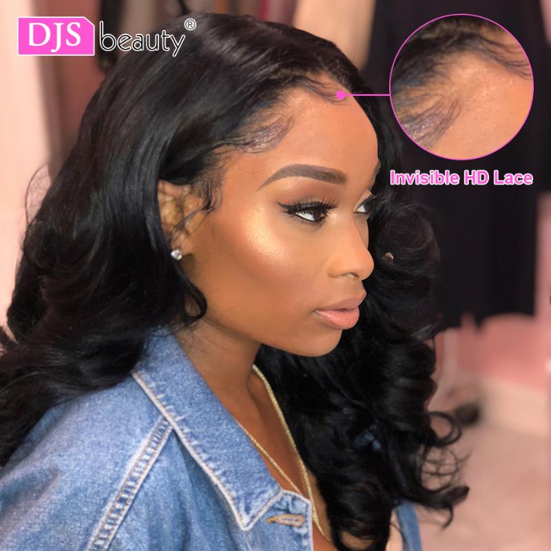 

HD Transparent Lace Human Hair Wigs With Baby Hair Body Wave Wig Transparent Lace Wigs For Women Black Brazilian Remy DJSbeauty, As pic