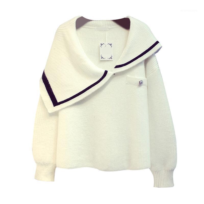 

EWQ] 2020 Autumn Winter New Patchwork Wild Elegant Full Sleeve Office Lady V-neck Women's Pullover Knitted Plus Size Sweater1, Black