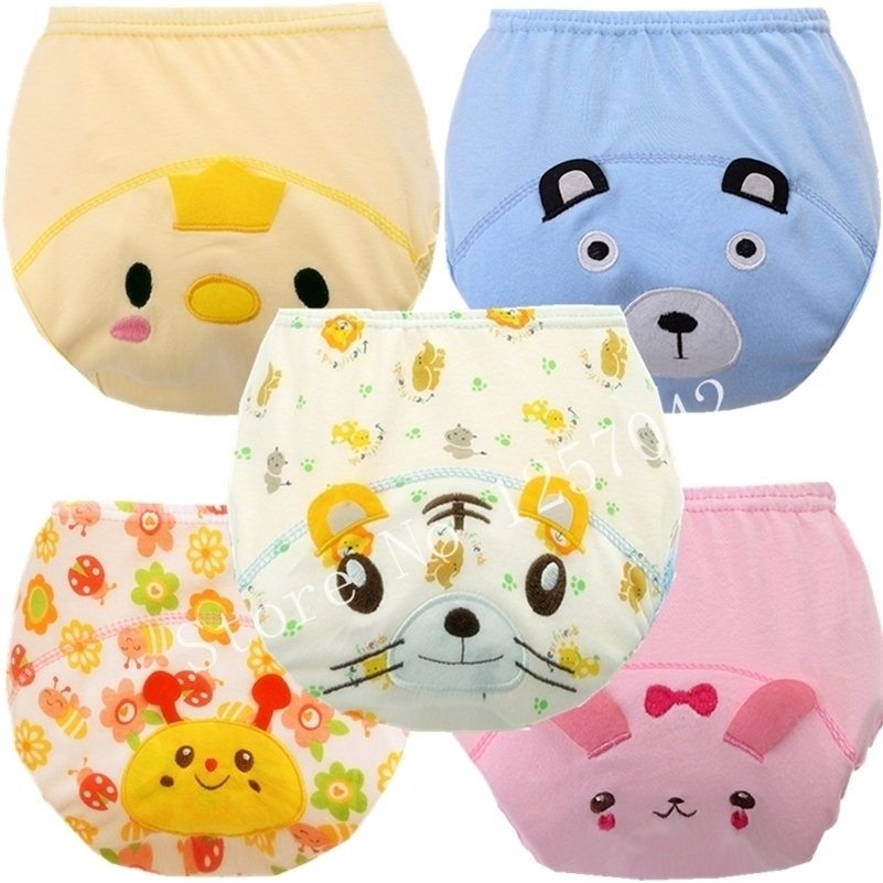 

5Pcs Baby Training Pants Cotton Reusable Baby Diapers Waterproof Cloth Nappies Washable Diapers Bamboo Learning Pants 201117, 5piece like picture