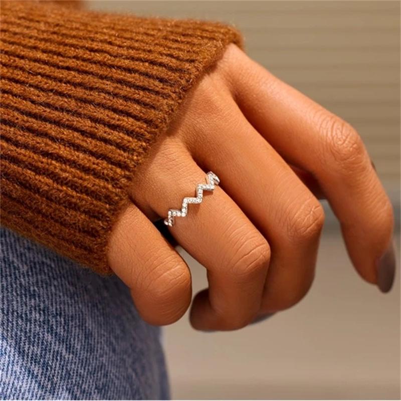 

Cluster Rings To My Friend Highs And Lows Ring Rhinestone Wave Shape Open Finger For Women Man Jewelry Gifts Birthday Party