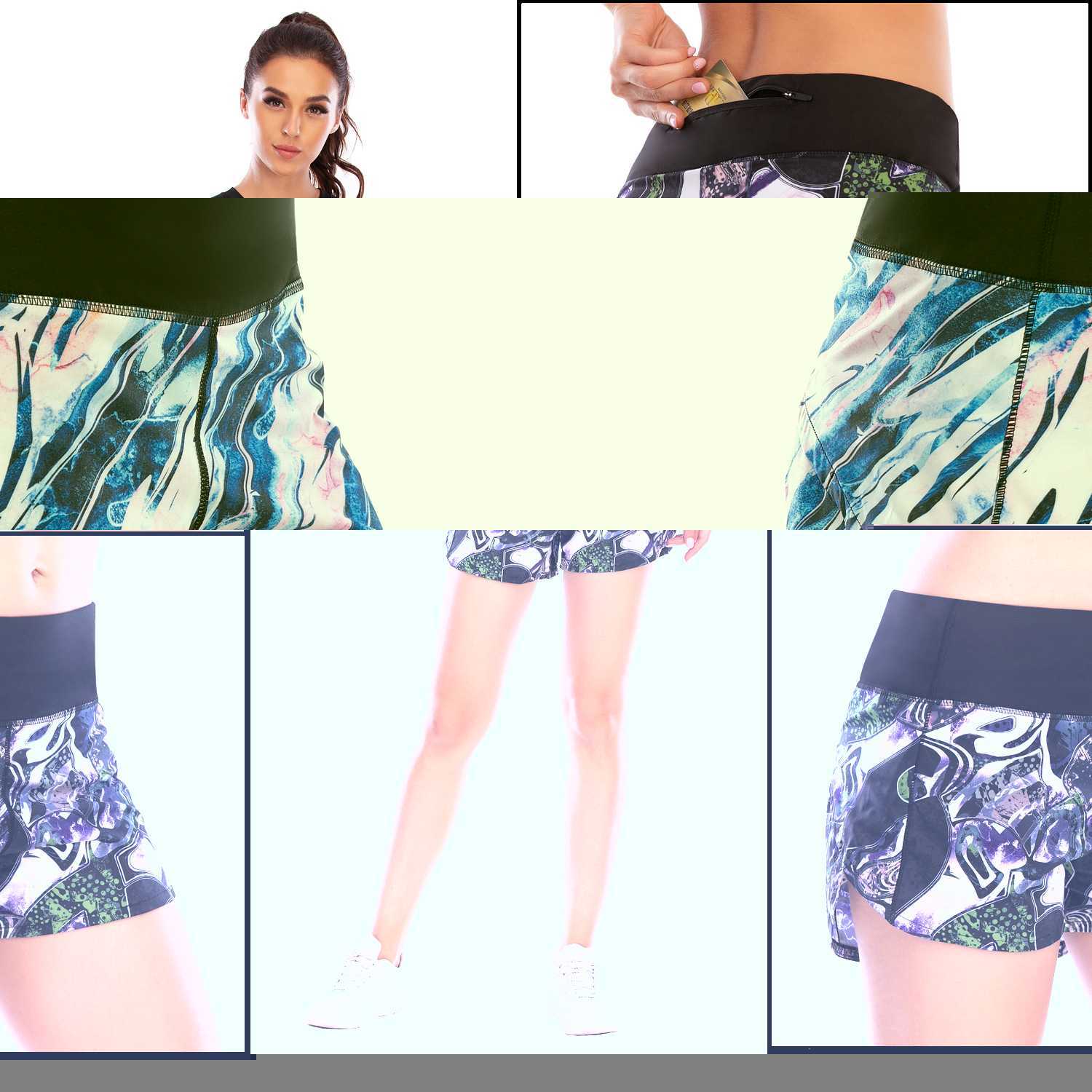 

Quick-Drying Fitness Anti-Exposure Lining Sports Running Training Zipper Fitness Yoga Shorts Female Australia Force 12004