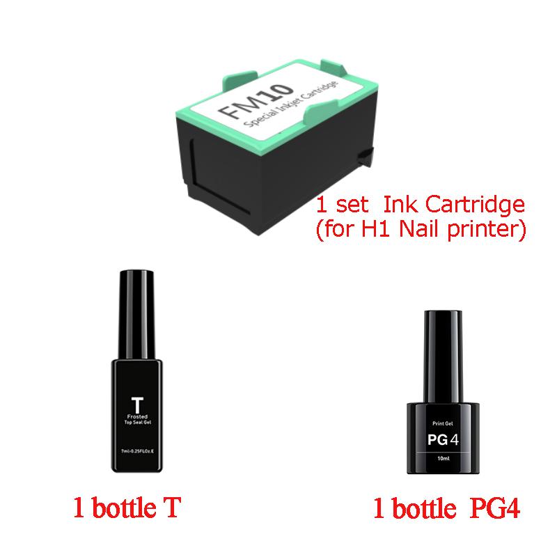 

O2 H1 mobile nail printer FM10 ink cartridge free shipping nails printing gels pg4 and top gel, Set2 h1 printer