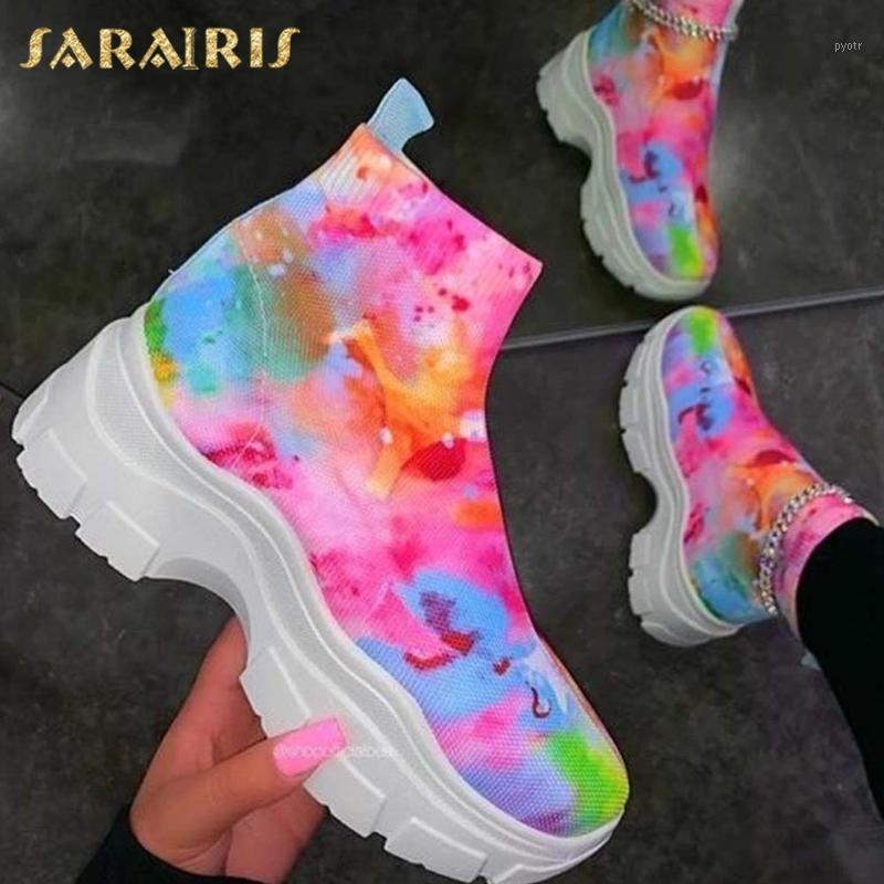 

Sarairis New Arrivals 2020 British Style Platform Color Printed Short Boots Woman Shoes Flat Casual Motorcycle Boots Female1, Pink