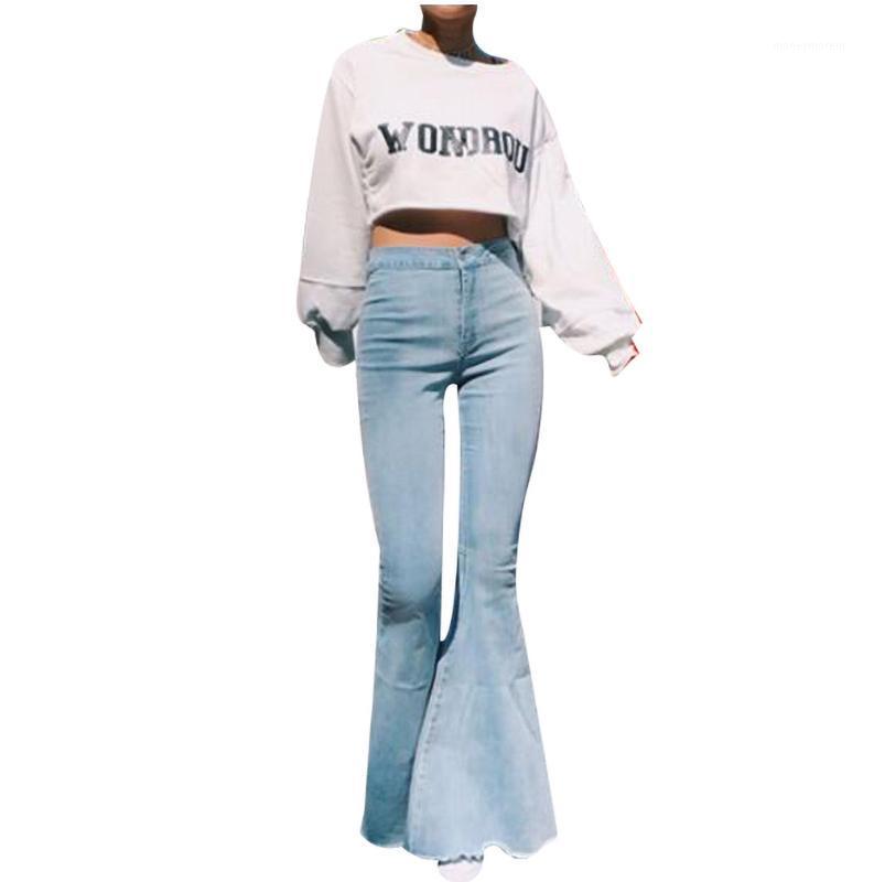 

Fashion 2020 Women' Denim High Waist Pants Solid Color Slim Sexy High Waist Big Trousers Trousers Female Clothing New1, Blue
