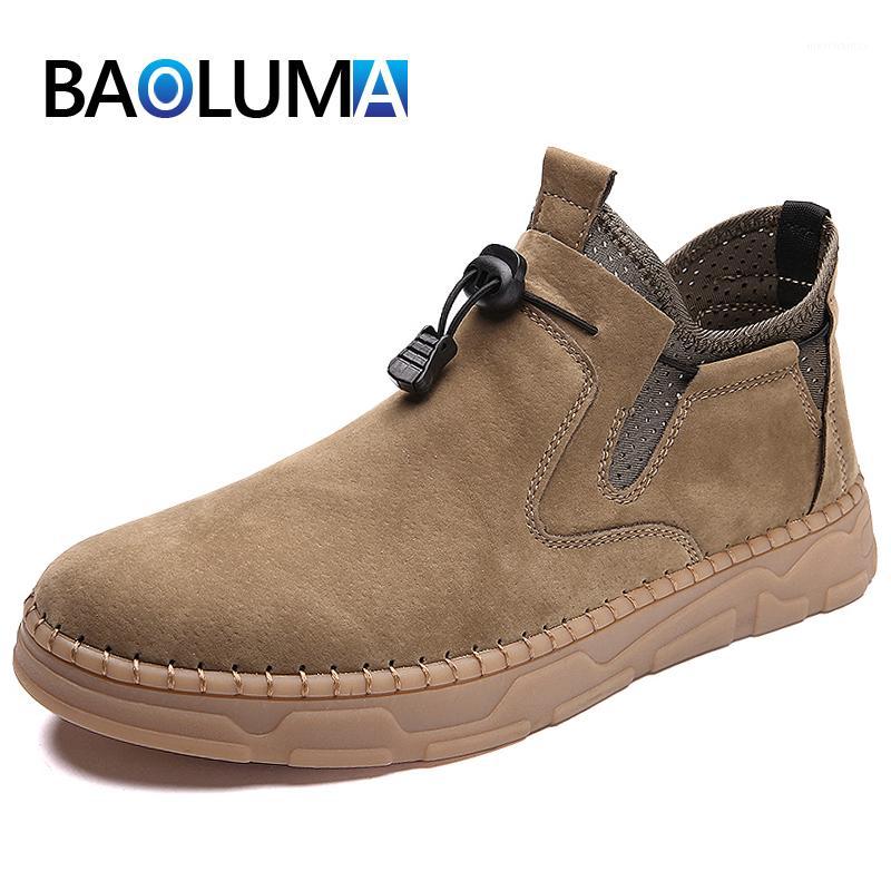 

Brand Men's Boots Suede Pull-on Men Winter Boots British Style Men Shoes Trend Designer Footwear Outdoor Zapatillas Hombre1, Brown no fur