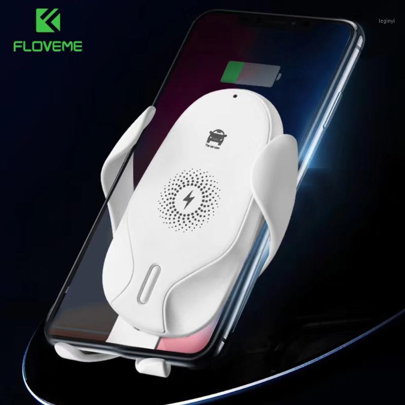 

FLOVEME 6" Inch Infrared Sensor Qi Wireless Charging Automatic Clamping Car Phone Holder Stand 10W Quick Charger For Phone InCar1, White