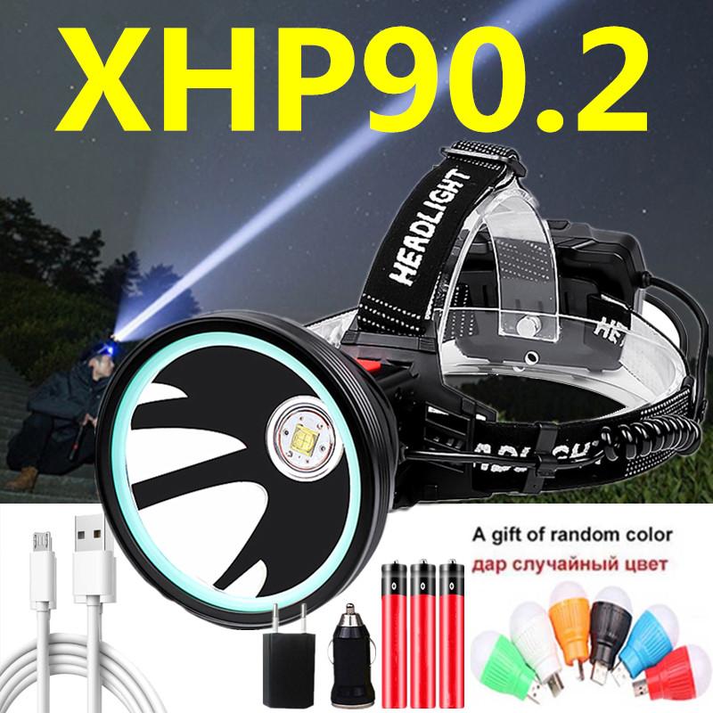 

80000LM XHP90.2 LED Headlamp Powerful Head Light Lamp Torch Lantern 32W Power Bank Fishing Light Use 3x18650 Rechageable Battery