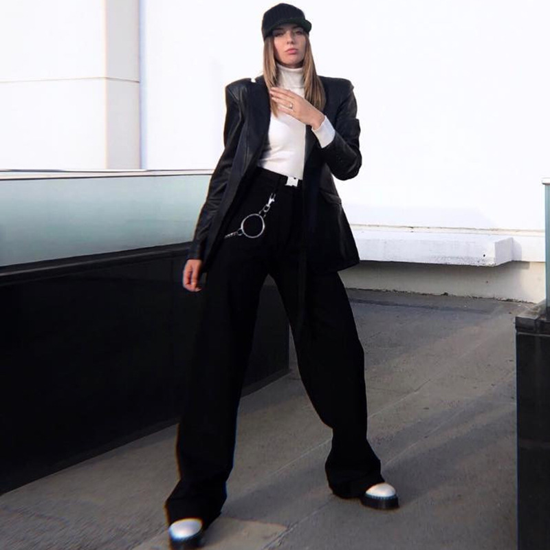 

2021 New Legal Casuais Para Mulher Primavera Nova Tendncia Verstil Cintura Alta Reta Tubo Ampla Perna Calas R41W, B-pink