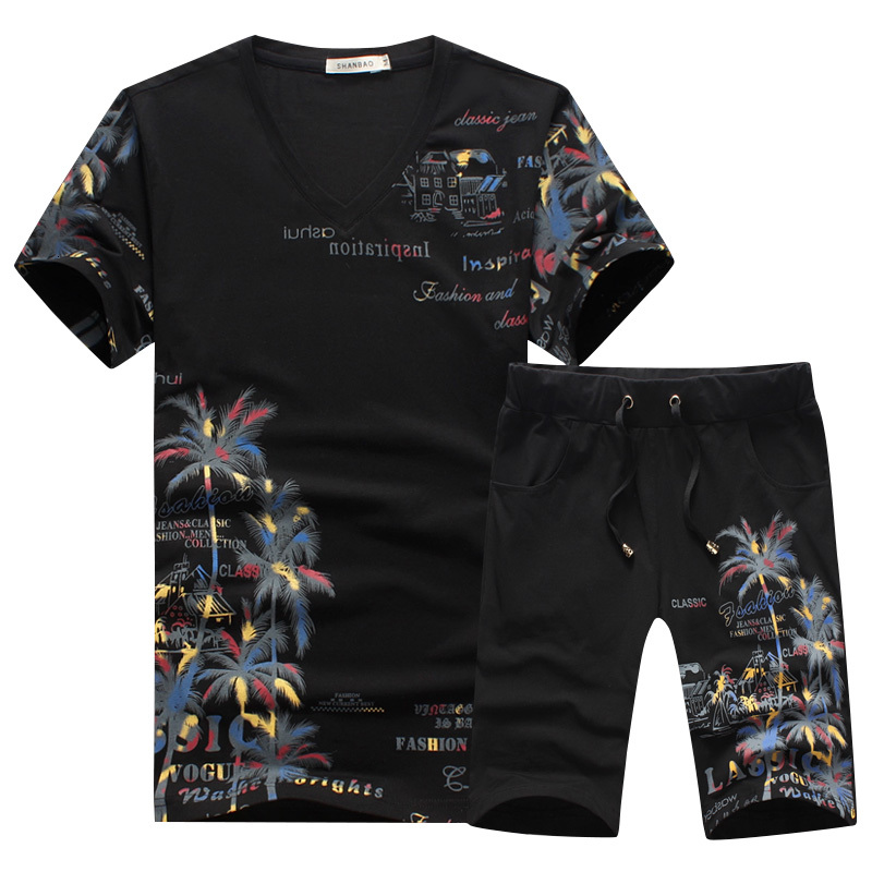 

2021 New Fashion Will See Short of Casual Coconut-based Men Imprinting Suits the Chinese Style T-shirt + 5xl Pants ZE1X, Black