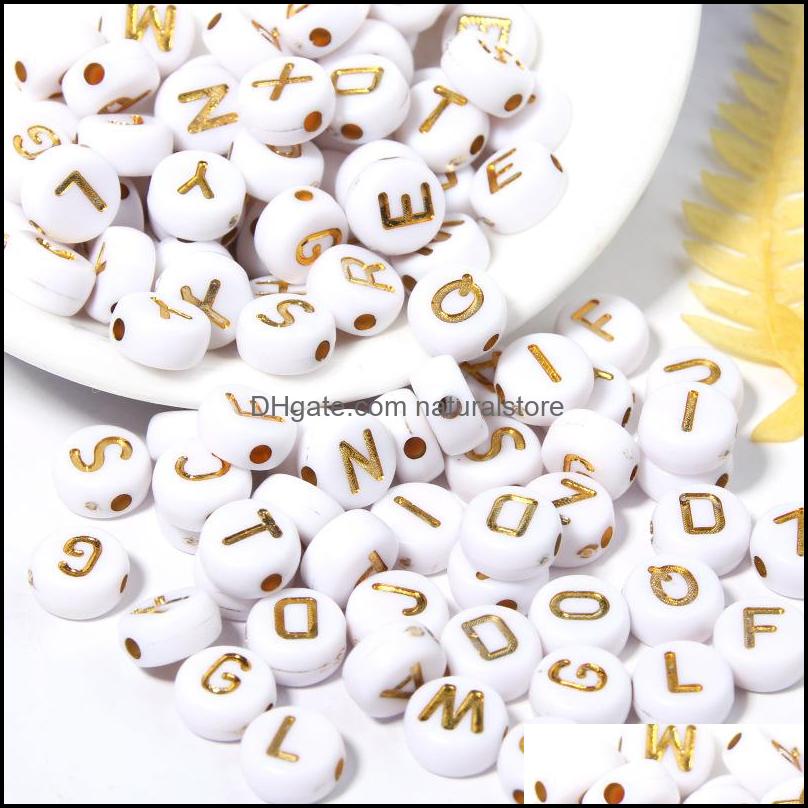 400Pcs DIY White Letter/ Alphabet Acrylic For Bracelet  7mm Beads 