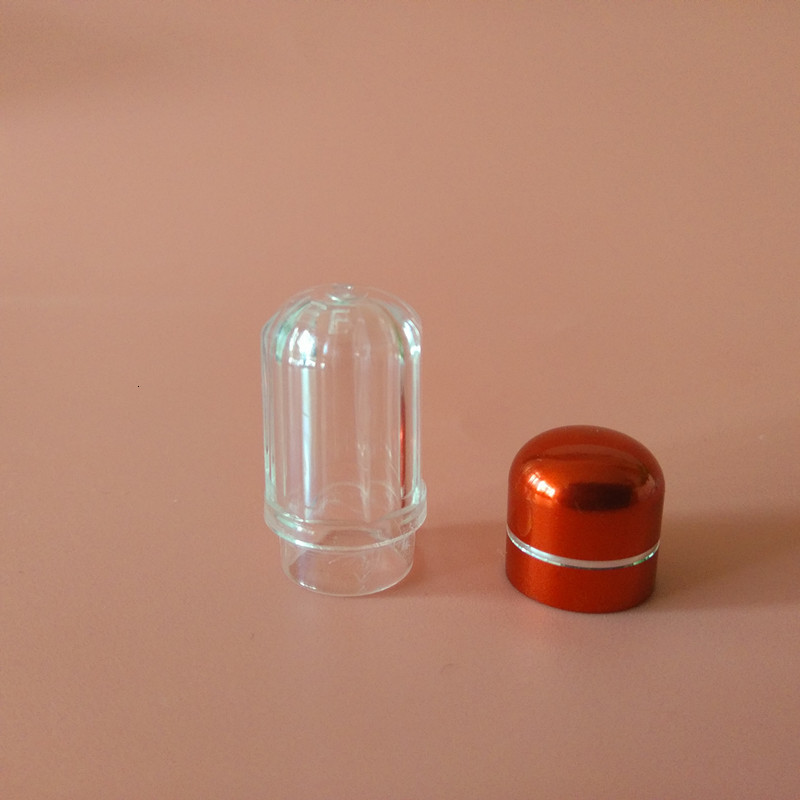 

Cute Capsule Shells Round Transparent Pill Mini Cases Plastic Refillable Bottles with Aluminum Cap Medical Products Container