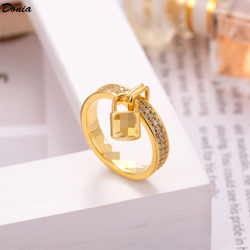 

Donia jewelry European and American popular exaggerated love lock micro inlaid zircon ring Designer Ring handmade gifts