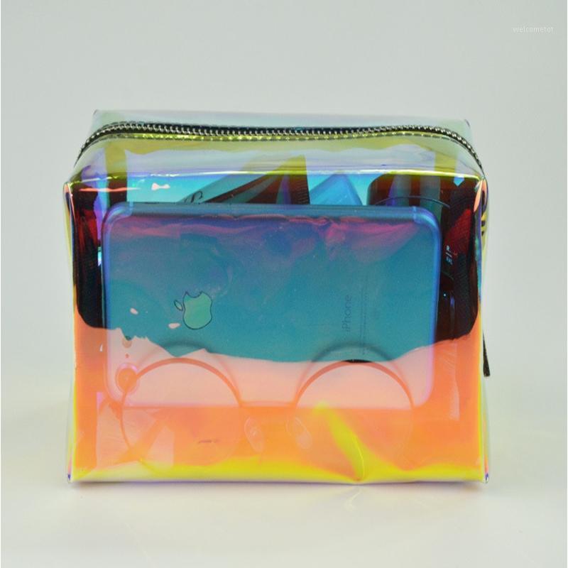 

New Ladies Cosmetic Bag Transparent PVC Fashion Laser Design Travel Practical Jelly Hot Sale Cosmetic Bag1, As picture show