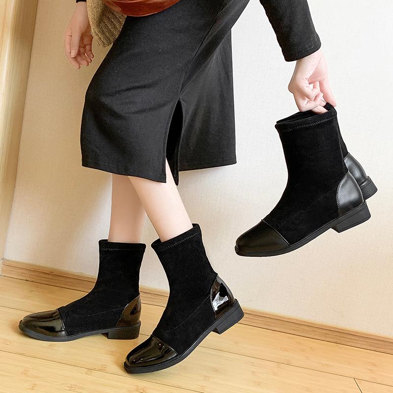 

Boots Rock Shoes Woman Booties Ladies Luxury Designer Low Heels booties Boots-women Round Toe Winter Footwear Autumn