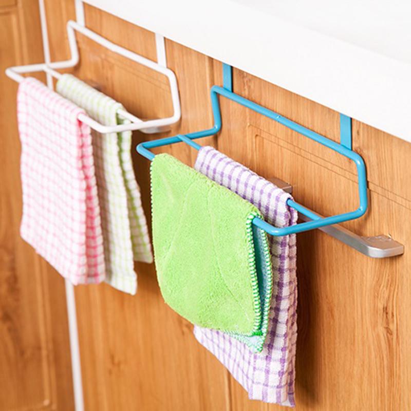 

Metal Towel Hanging Rack cabinet door towel hook multi-purpose kitchen cabinet door double pole dishclout hand rack