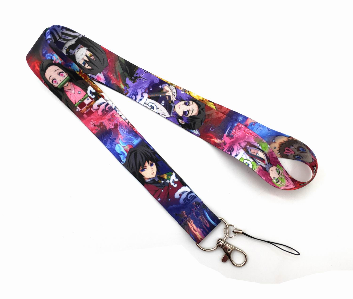 

2021 Wholesale 20pcs Cell Phone Straps & Charms Demon Slayer Kimetsu no Yaiba Lanyard Fashion Keys Mobile Neck ID Badge Holders Pendant gift