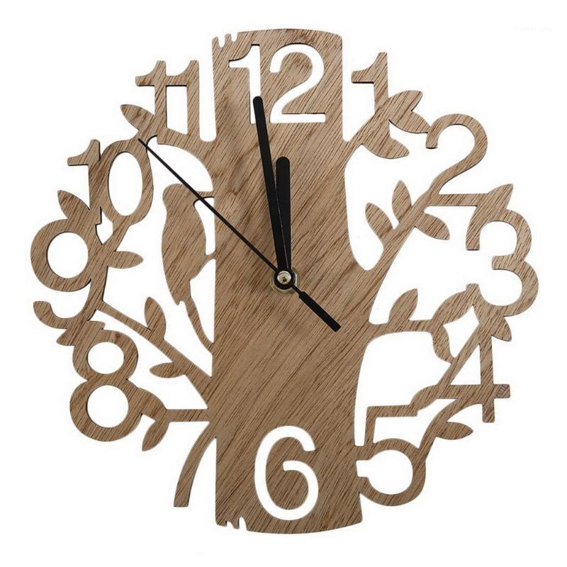 

1 pcs 22cm big creative wooden tree wall clock Quartz Wood Silent work Study room Office Bedroom Living room1