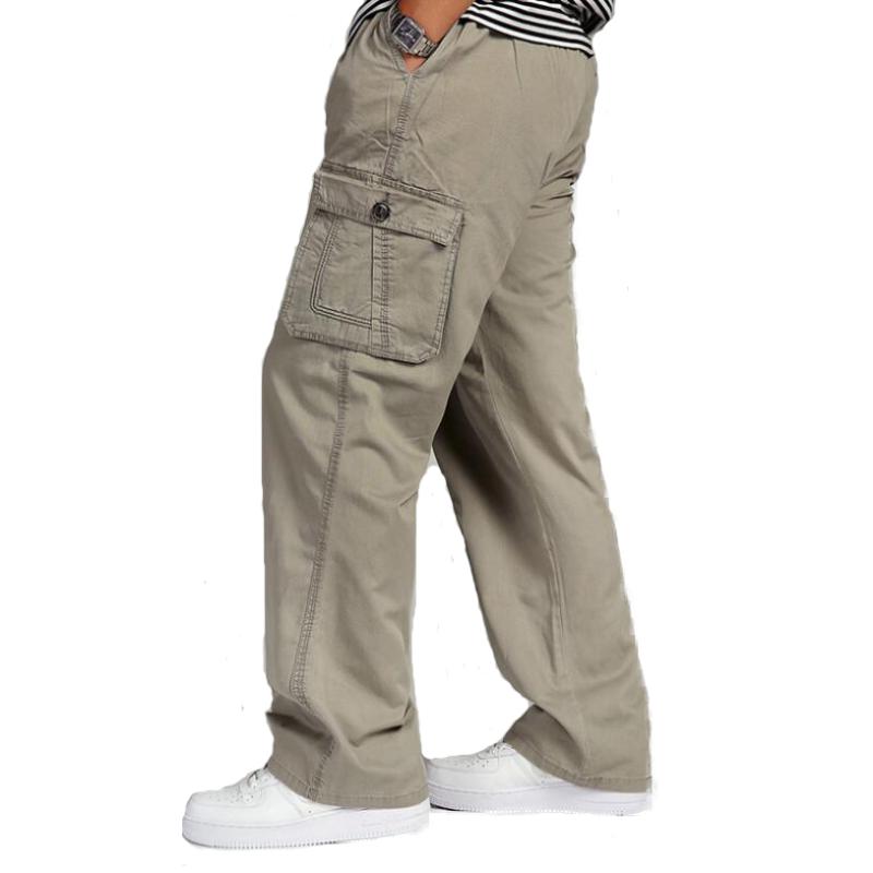 

Casual Trousers Cargo Pants Streetwear Multi-pockets Pants Summer Autumn Cotton Loose Long Tactical Trousers Male, Yellow 661