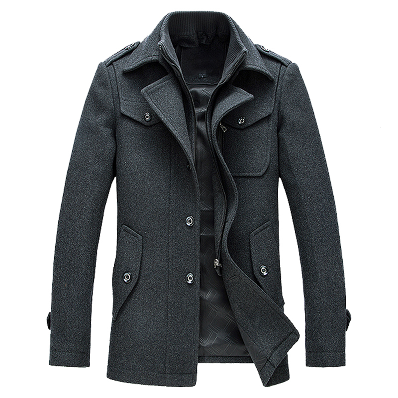 

2021 Men's Winter Coats Wear Slim Fit Coat Wool Warm Men Plus Size -3xl L3F6, Black