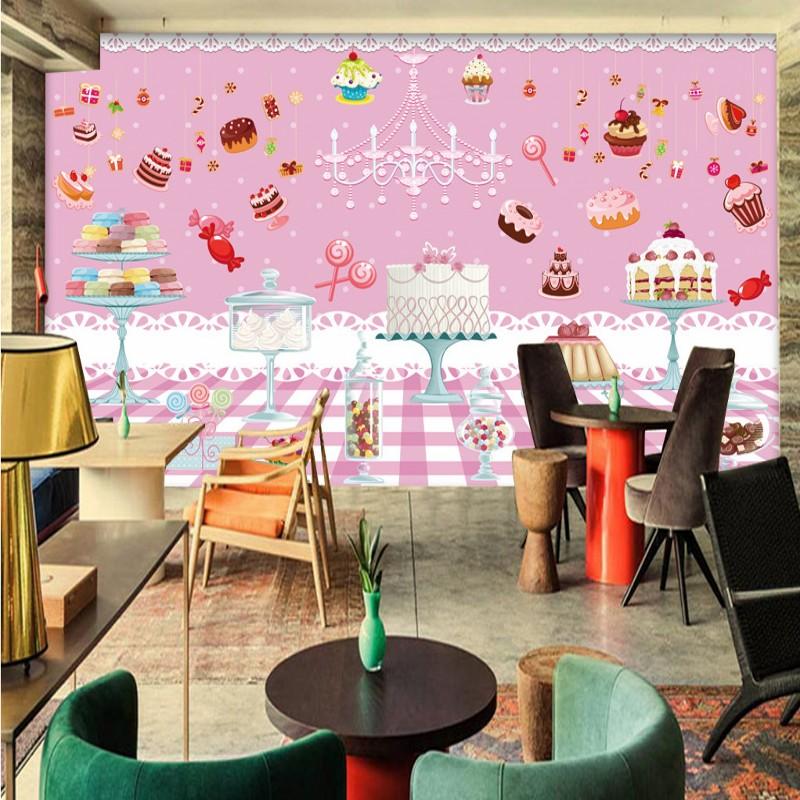 

Dropship Photo Wallpaper Cute Pink Cake Dessert Mural Custom Girl House Mural Theme Hotel Wallpaper Decorative Painting, As pic