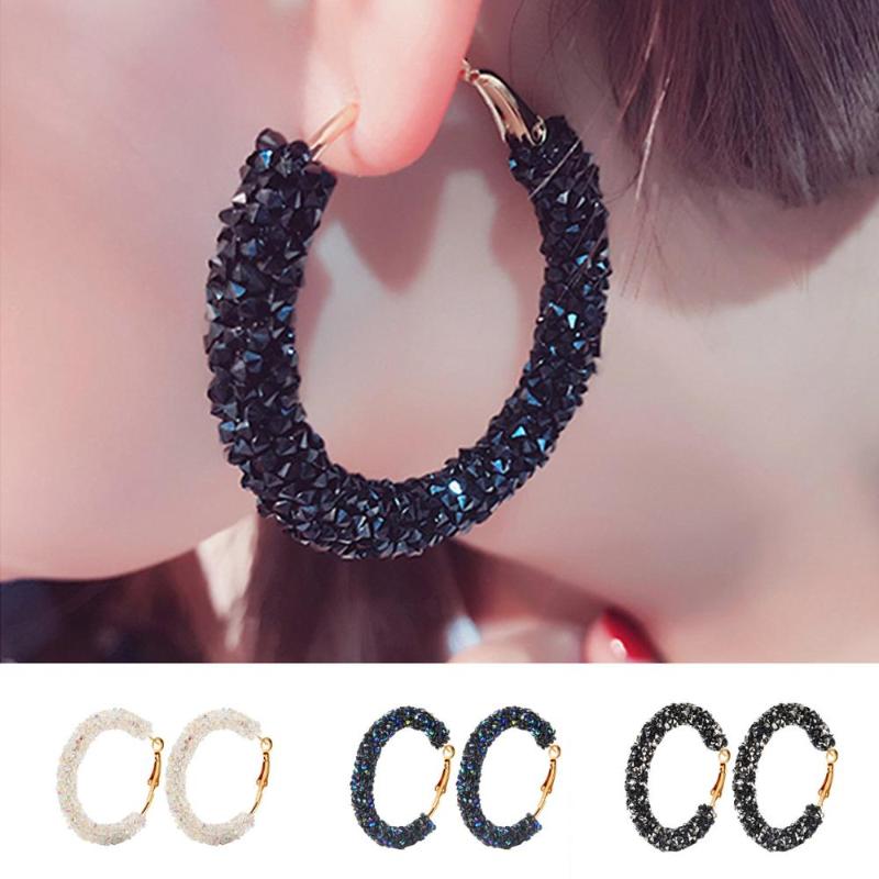 

Hot Design Hoop Earring For Women Punk Rock Big Crystal Earrings Fashion Jewelry Personality Retro Exaggeration KAE157