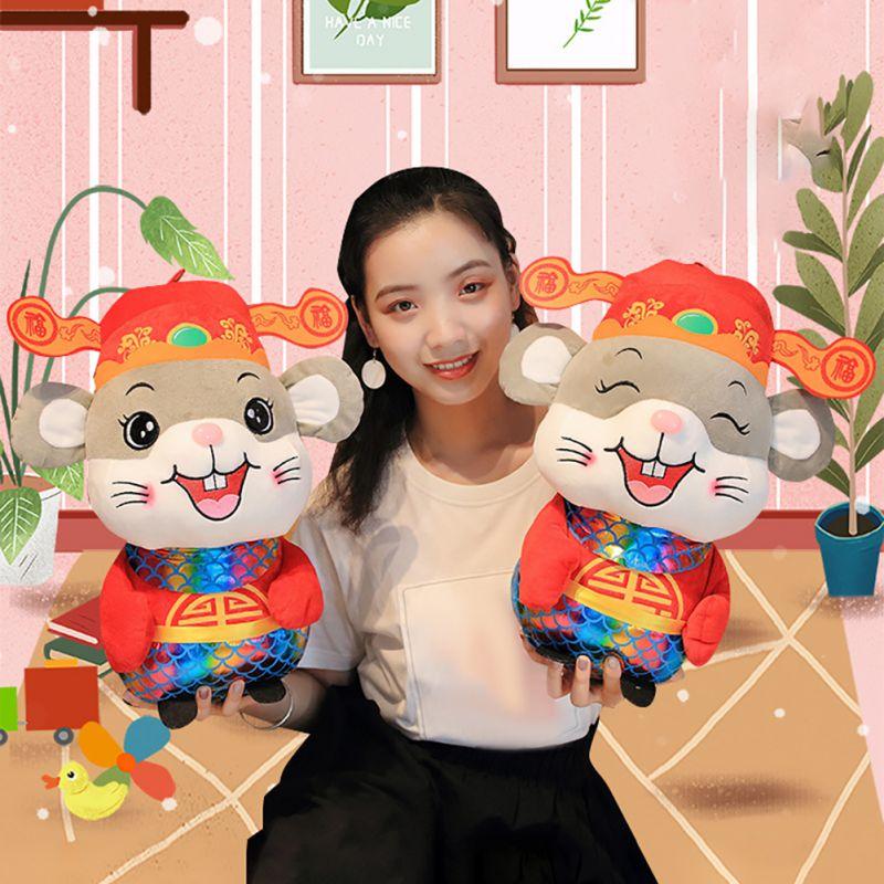 

2020 22/32/40cm Rat Mascot Dolls Cartoon Animals Zodiac Animal Mascot Toy Chinese New Year Gifts