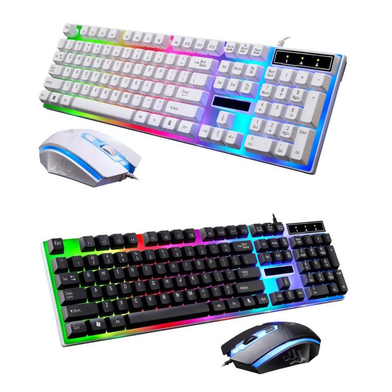 

104 keys Gaming Keyboard Mouse Set Wired USB Ergonomic Keyboard Mouse with RGB Backlit with Win XP/7/8, Mac 10.2 or latest