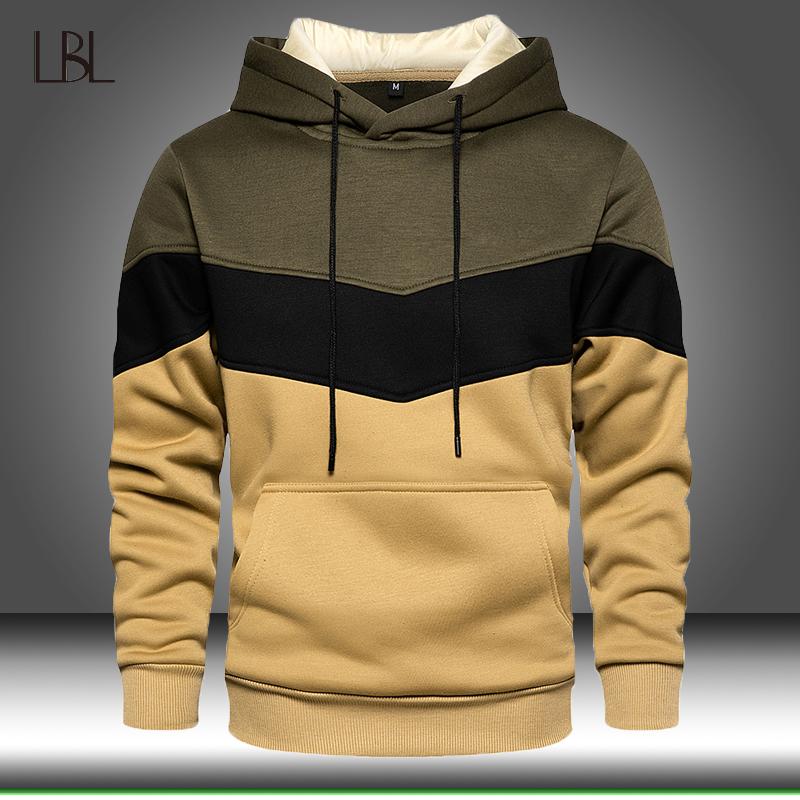 

Patchwork Hoodies Men 2020 Autumn Casual Long Sleeve Hoodie Mens Sweatshirts Pullover Hoody Male Winter Warm Hooded Streetwear, Bs003red