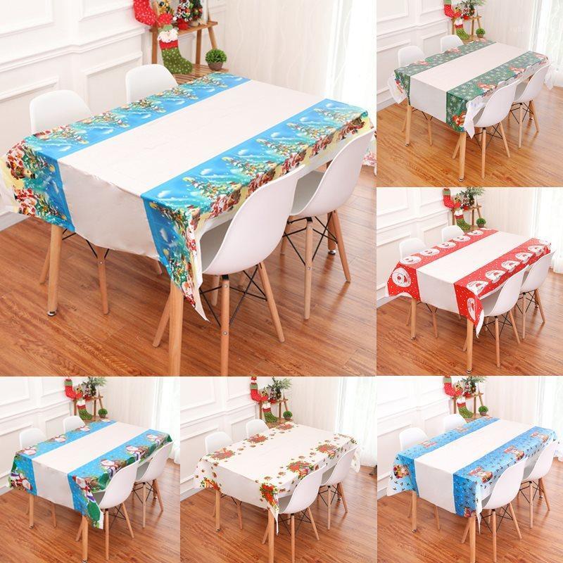 

Santa Claus New Year Xmas Christmas Tree Waterproof Tablecloth For Kitchen Dining Table Decorations Home Party Table Cover 620911
