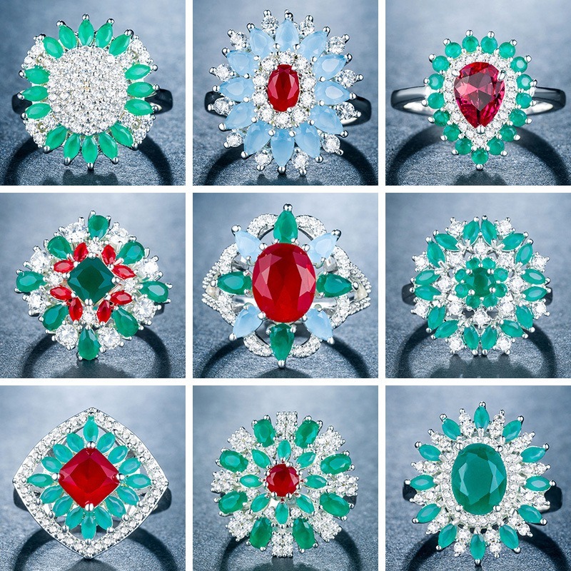 

Christmas presentFrosted Zircon Ring Copper-plated Silver Cocktail Party Accessories