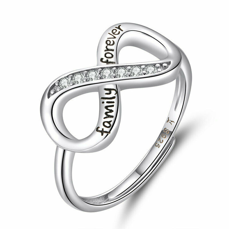 

Unique Endless Love CZ Infinity Finger Ring Adjustable Women Girls 925 Sterling Silver
